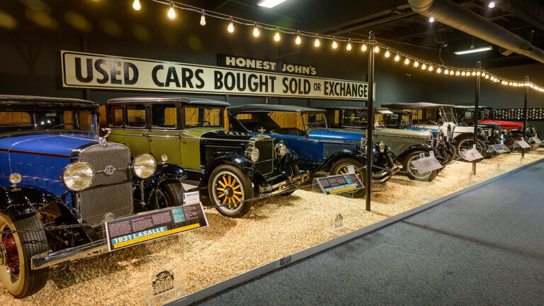 cars sales display at the national automobile museum