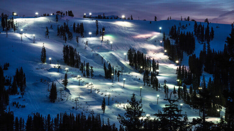 night skiing at boreal mountain