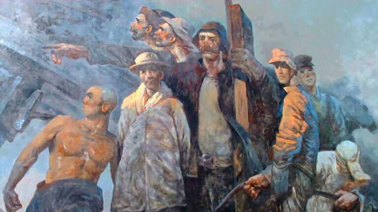 mural of a group of men