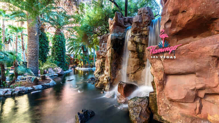 waterfall inside flamingo las vegas