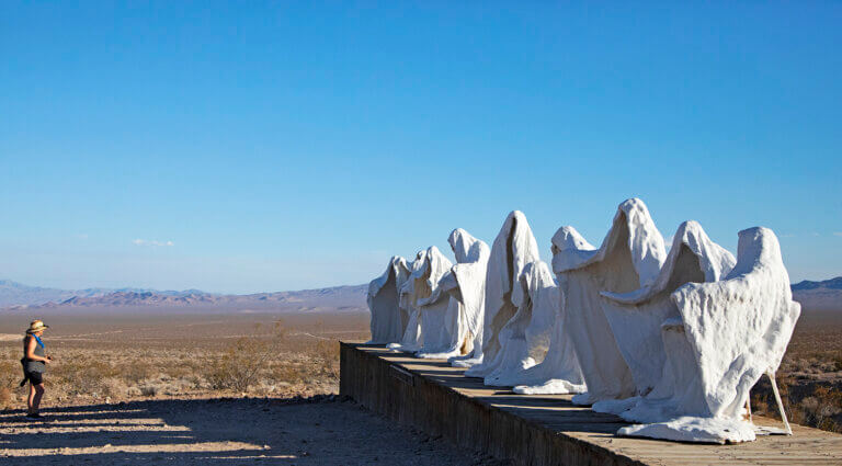 row of statues at the goldwell open air museum