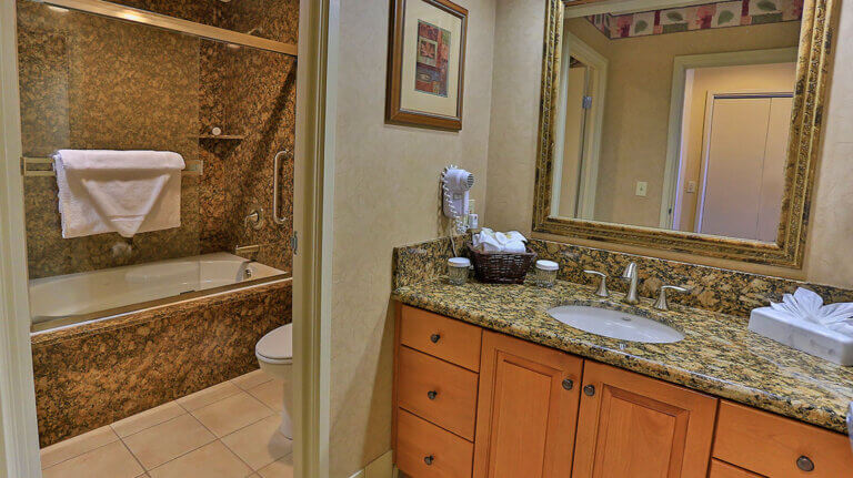 hotel room bathroom at holiday inn club vacations tahoe ridge resort in stateline south lake tahoe nevada