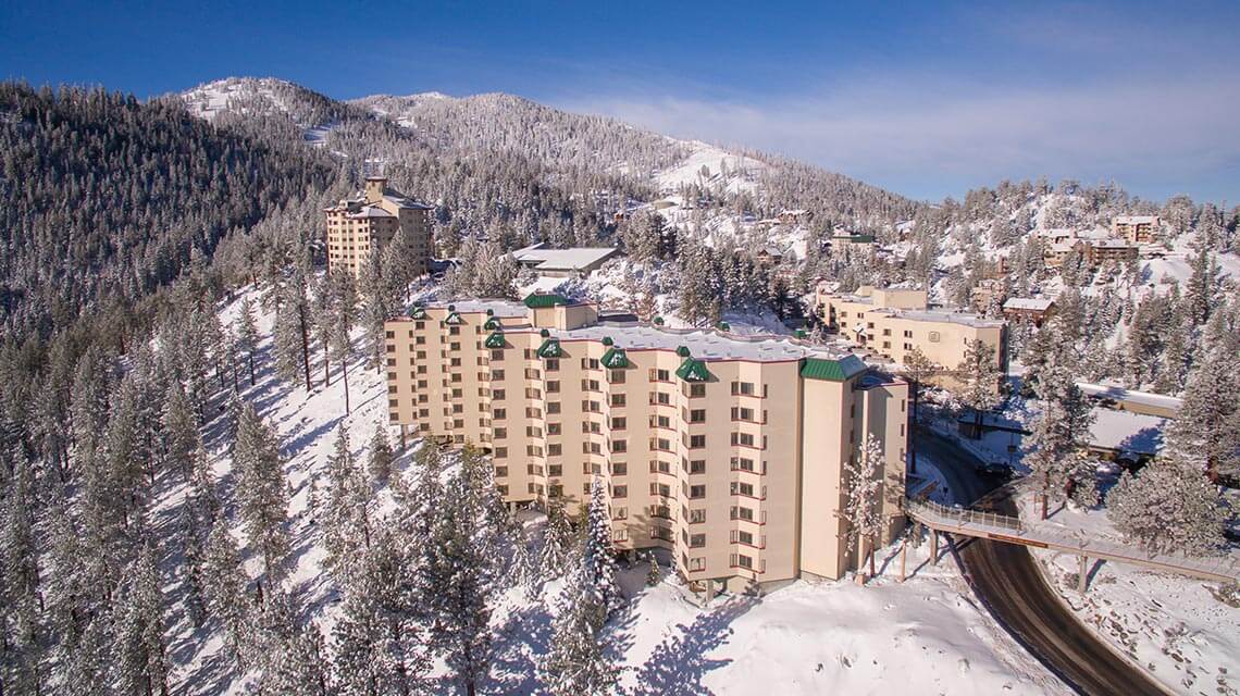 snowy landscape of holiday inn club vacations tahoe ridge resort in stateline south lake tahoe nevada