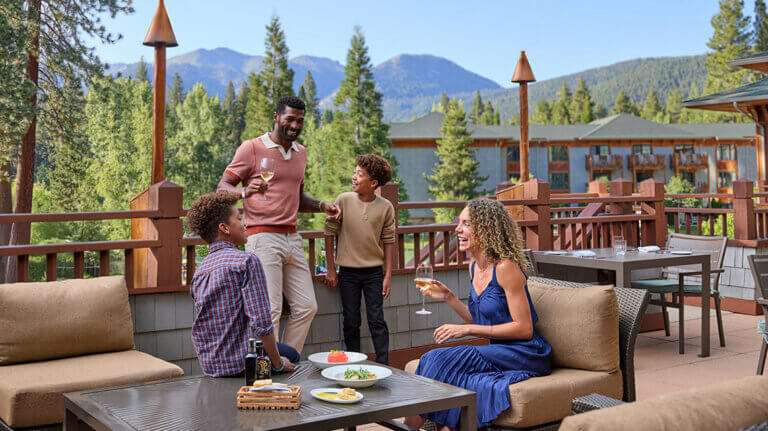 Lake Tahoe Hyatt Regency patio view with family