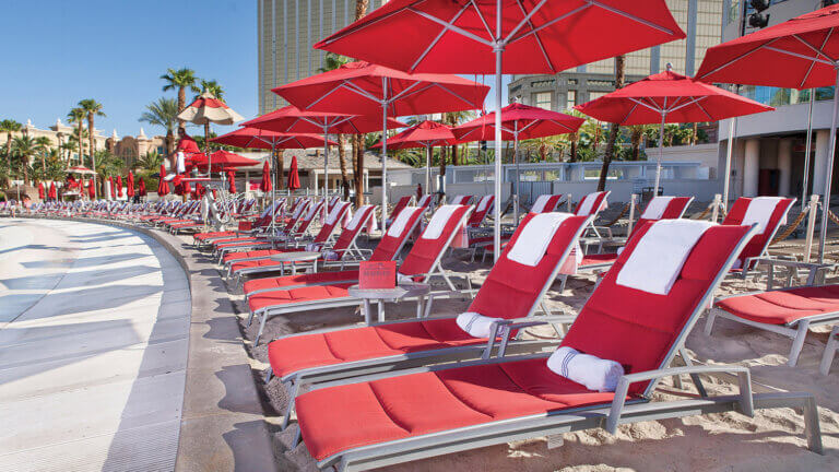 lounge chairs at mandalay bay pool