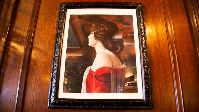 Mizpah Hotel picture lady in red