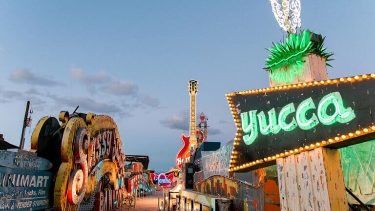 the neon museum las vegas at night