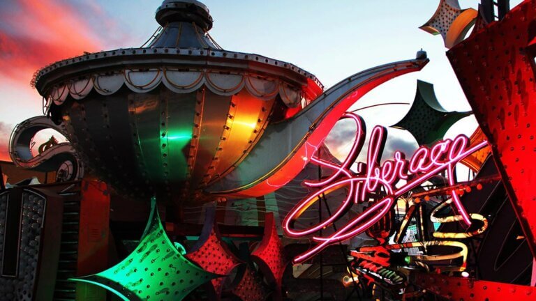 the neon museum las vegas at sunset