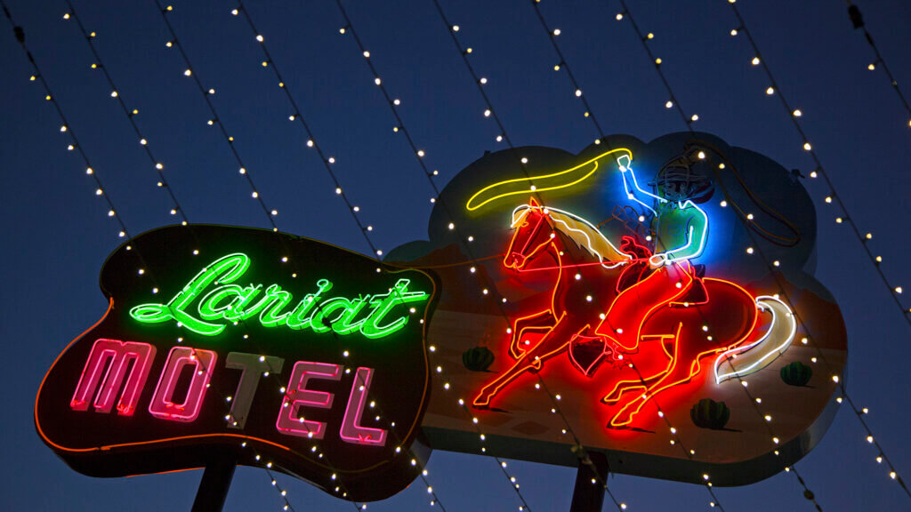 refurbished animated neon sign at oats park