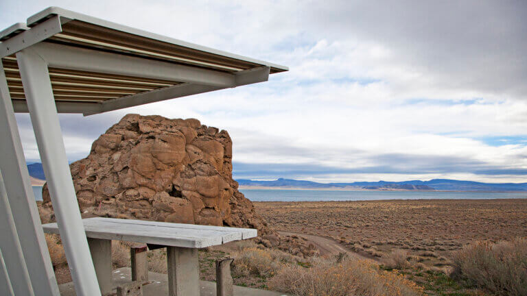 bench at pyramid lake