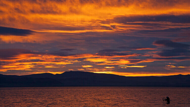 pyramid lake sunset