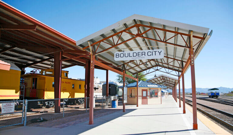 covered platform at the railroad museum in boulder city