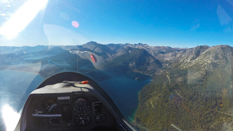 glider view of mountain range