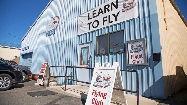 learn to fly sign outside of soaring nv