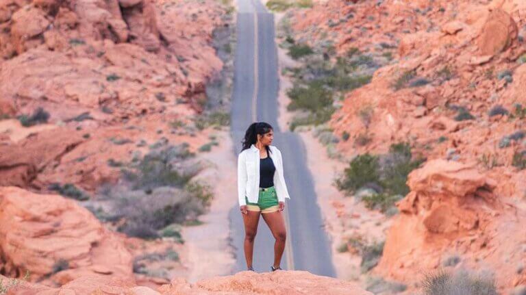 hiker at valley of fire nevada state park