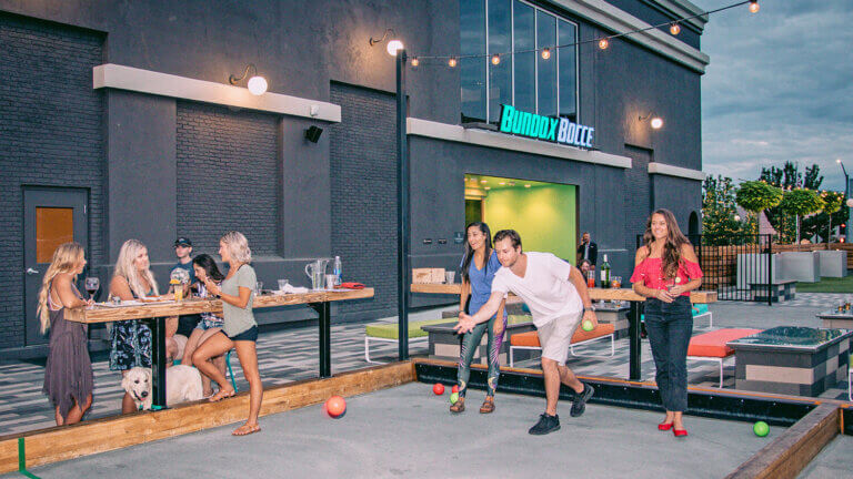 man playing bocce at renaissance hotel in reno