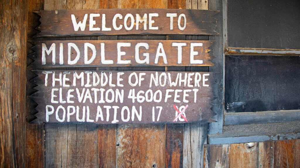 welcome sign to middlegate nevada