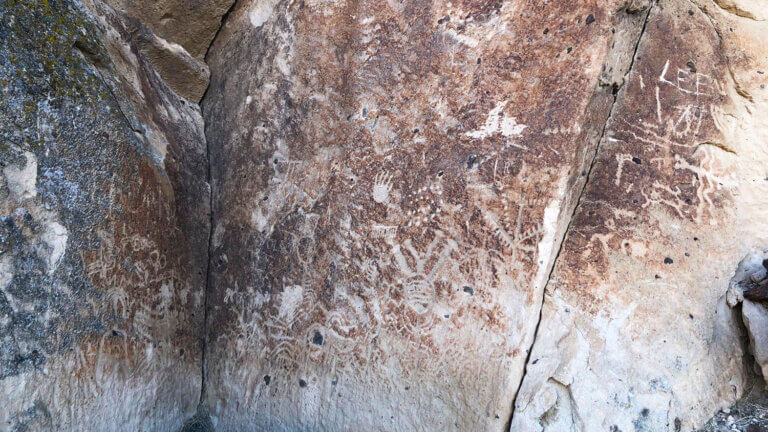 engravings on wall at mount irish wilderness area