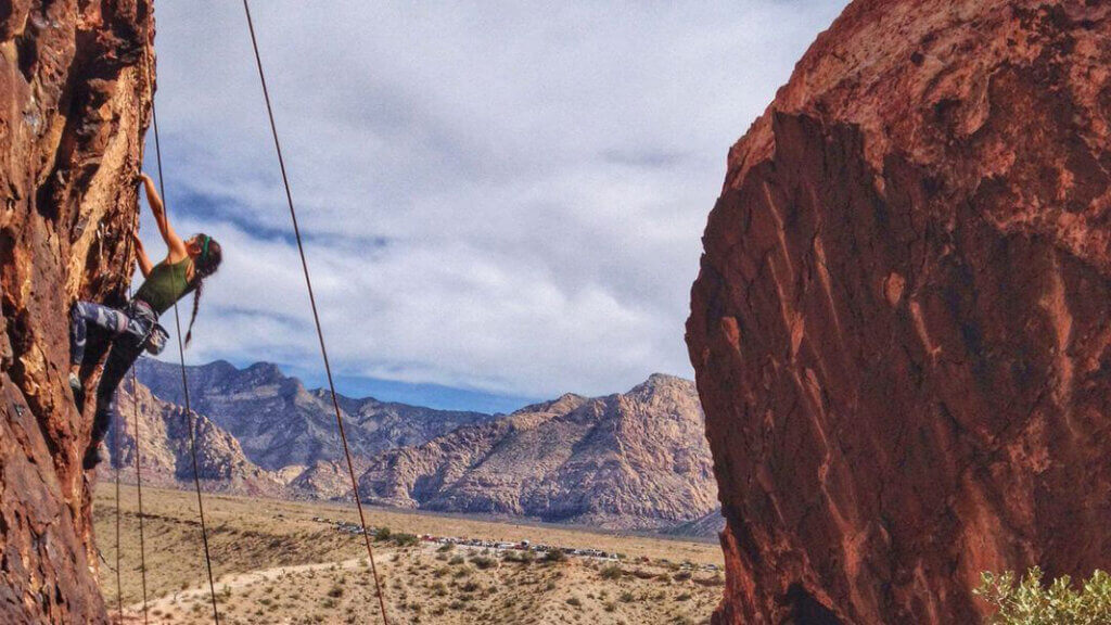 rock climber in red rock canyon