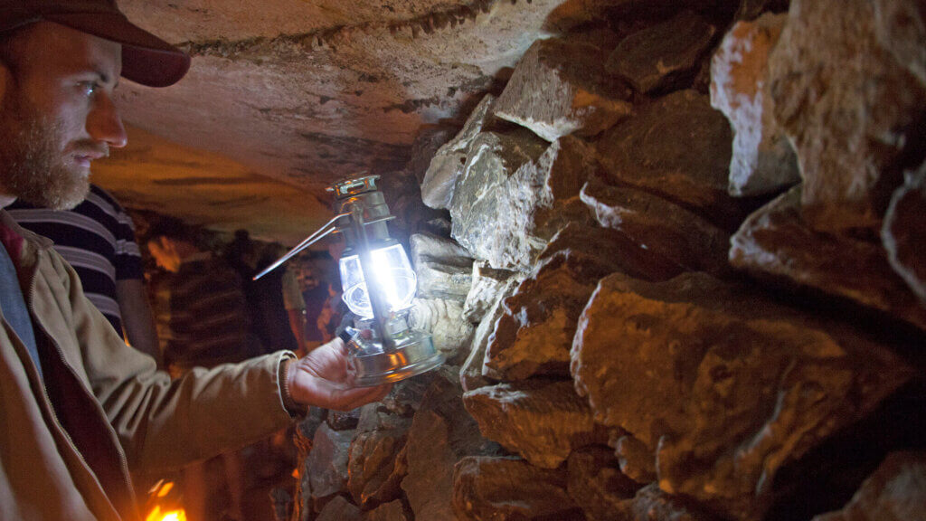 exploring a cave