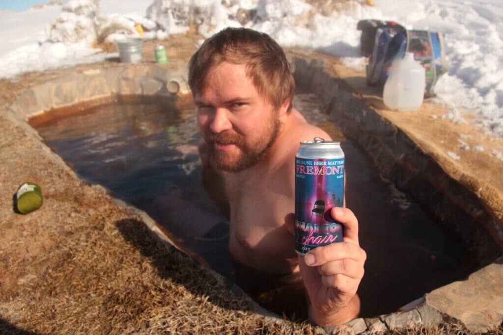 hot spring and a beer