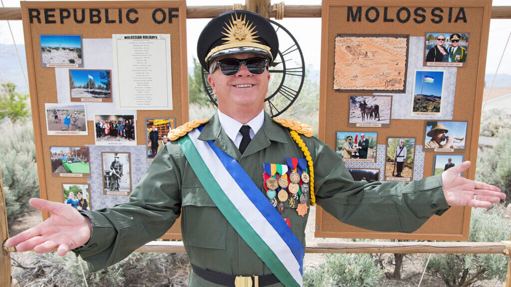 well decorated man at republic of molossia