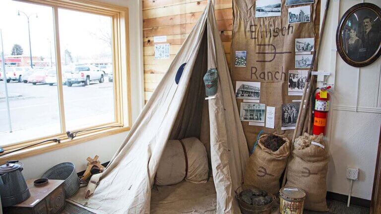 tent on display at the elko cowboy museum