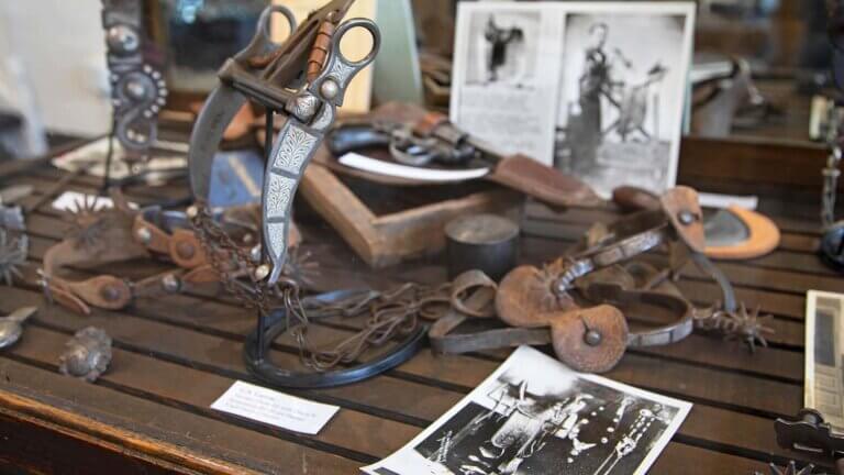 stirrup display at the cowboy arts and gear museum