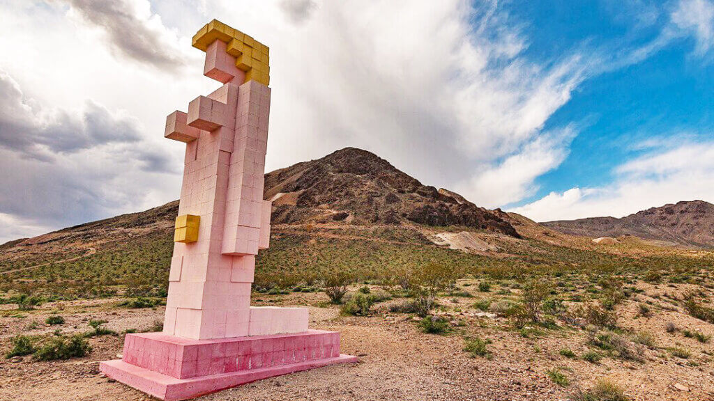 statue of pink lego lady