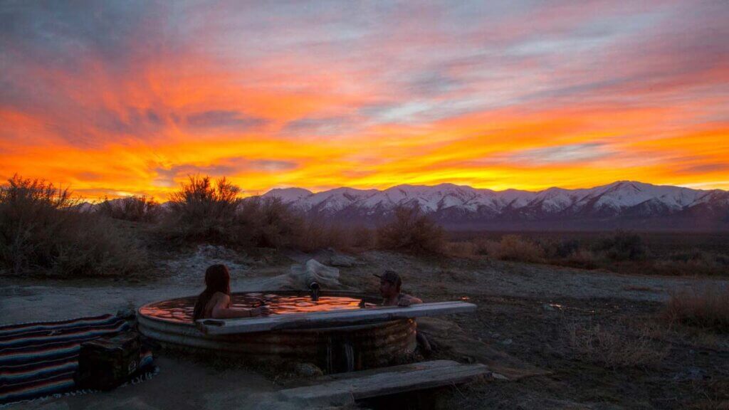couple at hotspring in nevada