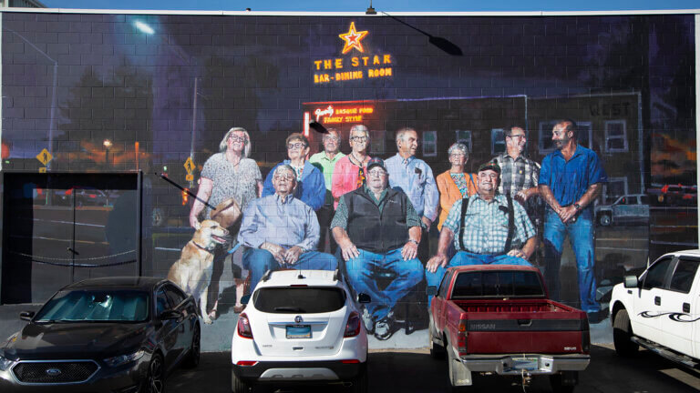 mural of a family