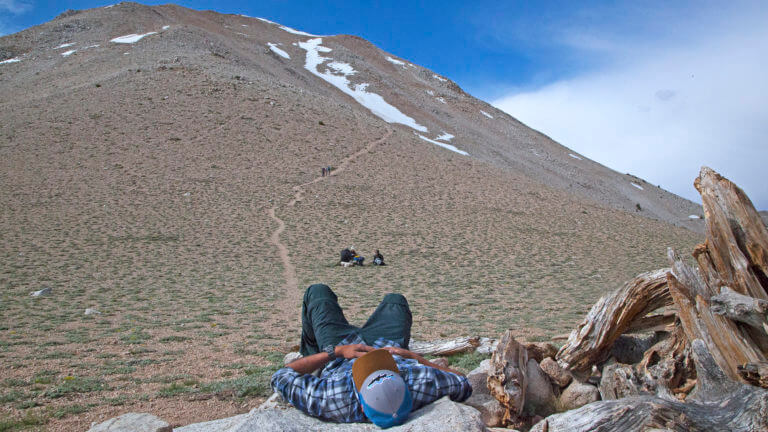 hikers relaxing on Inyo national forest