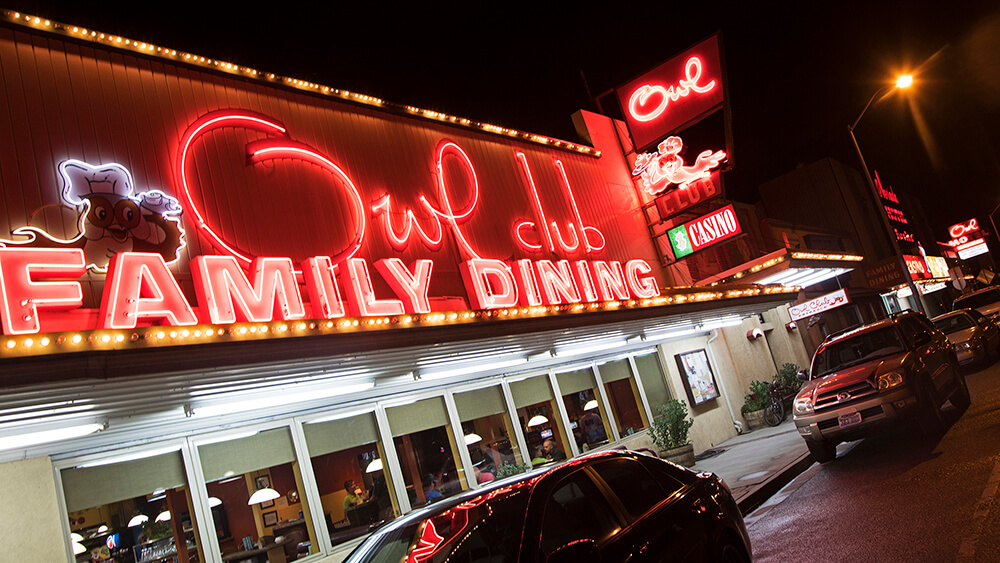 owl club casino restaurant and motel sign