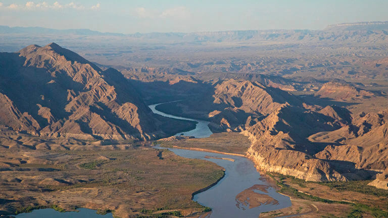 aerial view of colorado river and grand canyon