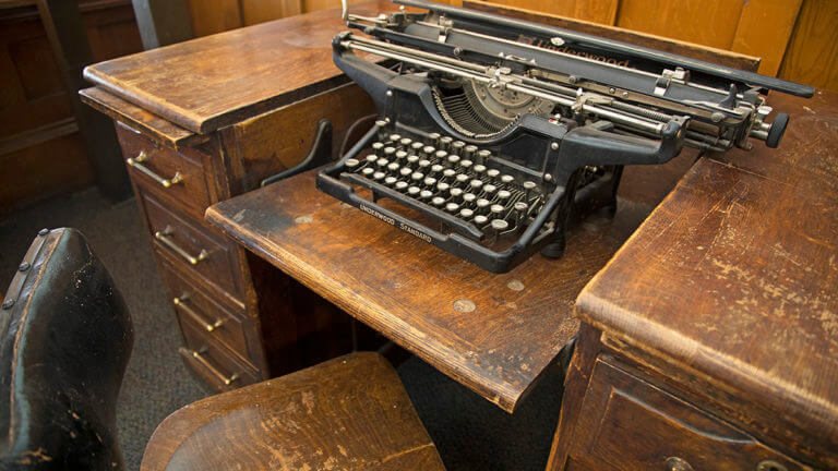 typewriter inside historic esmeralda county courthouse