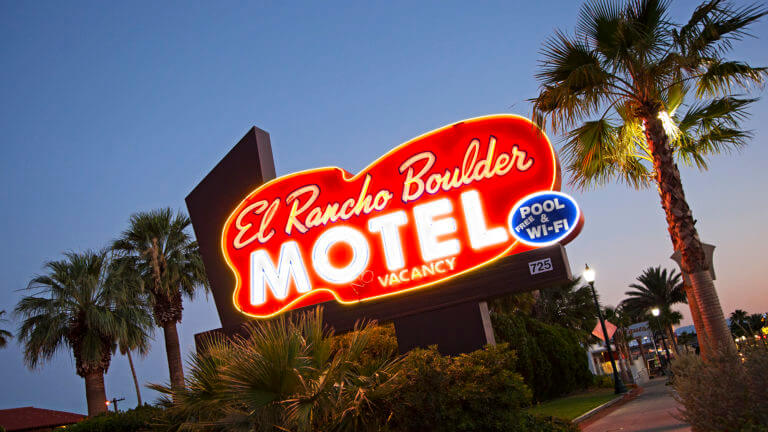 el rancho boulder motel sign