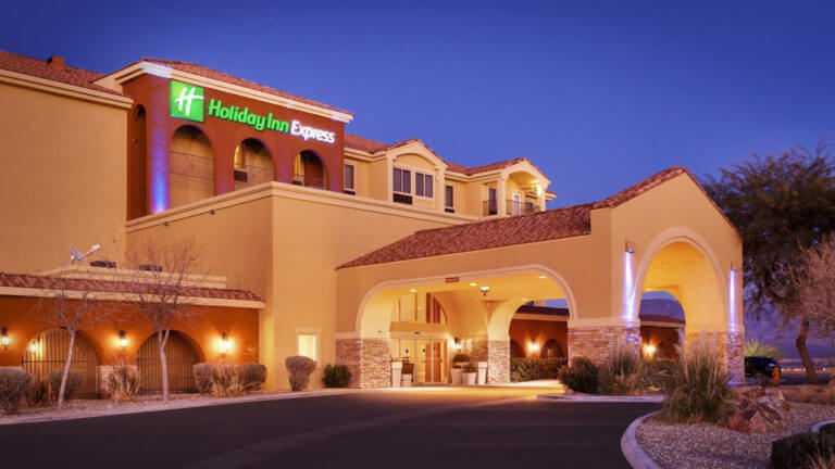 entrance to holiday inn express and suites in mesquite