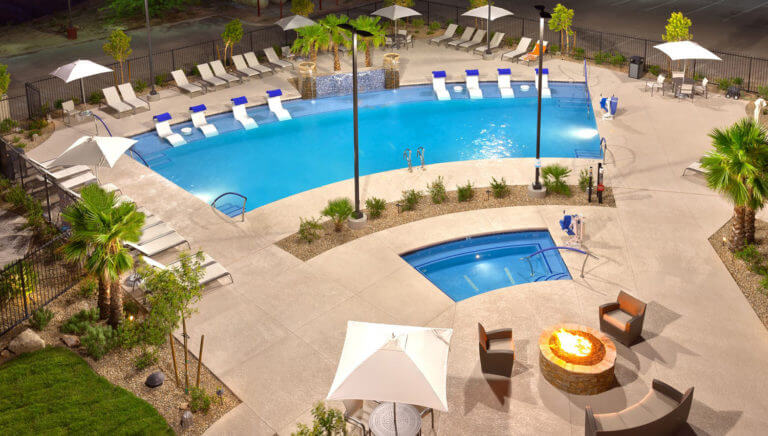 aerial view of the pool at holiday inn express and suites in mesquite
