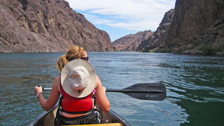 paddling in a kayak