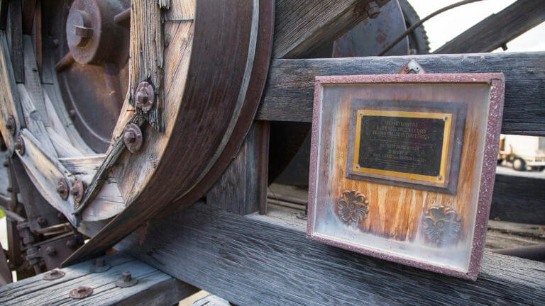 plaque at white pine public museum