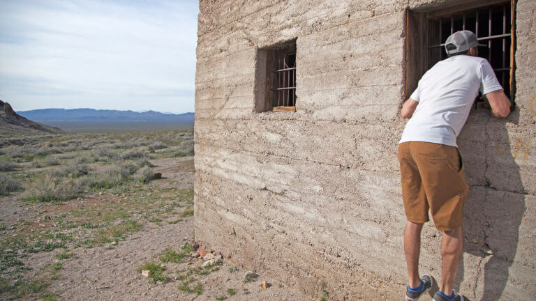 man at Rhyolite Ghost Town