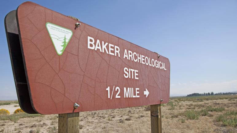 sign for baker archaeological site