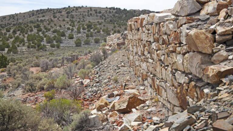 brick wall at belmont ghost town