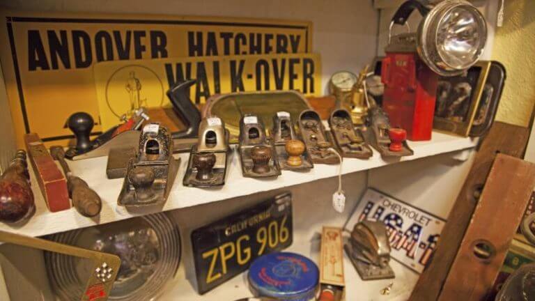 antique wood shavers on display