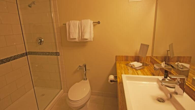 bathroom in a downtown grand las vegas hotel room