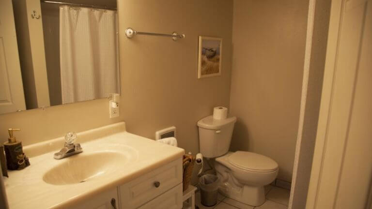 guest bathroom at the pine tree inn and bakery