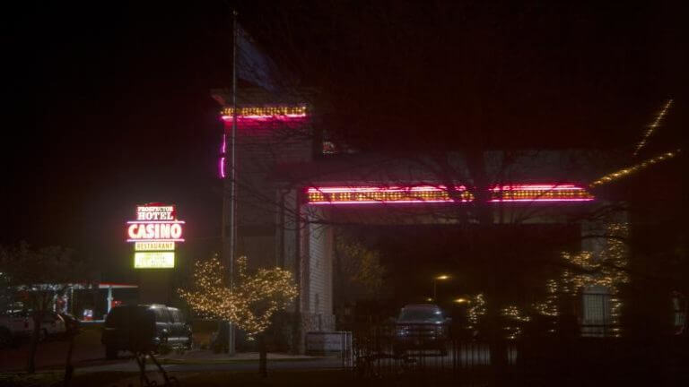 Prospector Hotel & Gambling Hall at night
