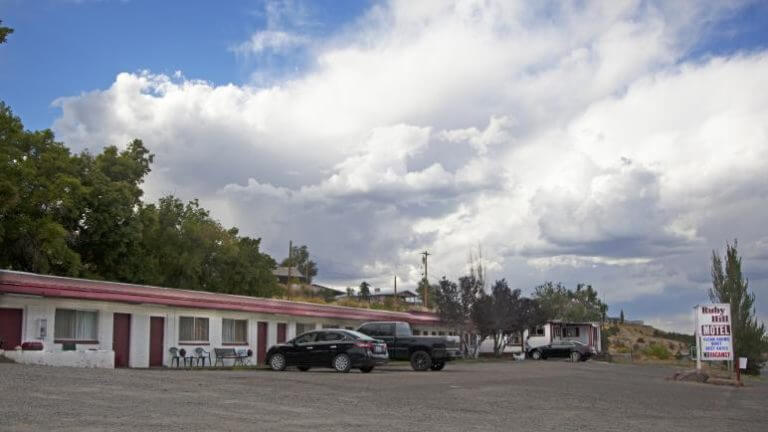 parking lot at Ruby Hill Motel