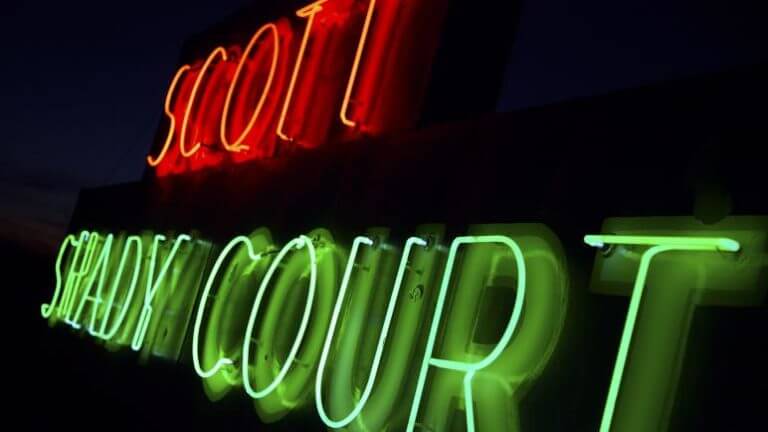 scott shady court motel neon sign
