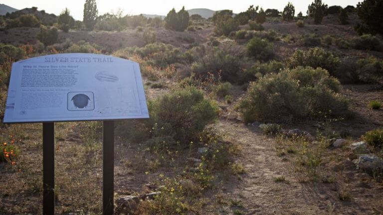 trail sign at oak springs trilobite area